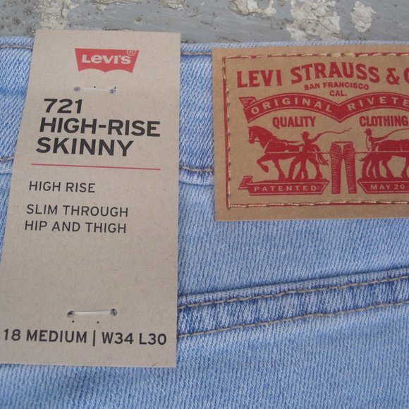 Levi's 721 High Rise Skinny Women's Size 18 M soft light wash NWT - Picture 9 of 14